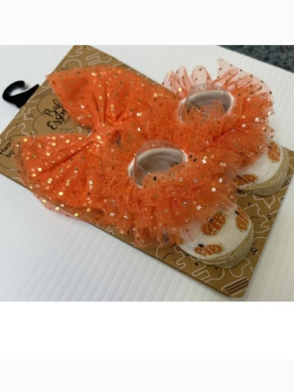 Halloween Booties & Headband 0/6 months Orange White Pumpkin 2 Pc Girls Infant